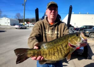 Indiana state record smallmouth bass - Rex Remington holding his new state record smallmouth bass